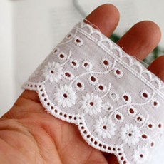 48mm폭 면레이스원단 뉴코스모스양면 2종, 네추럴광목, 1개