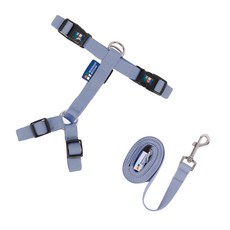 MUNGMYO 寵物H型背帶+免持寵物牽引繩組合, H型線束+免提引出線3m套裝天藍+天藍線束+引出線（3M）