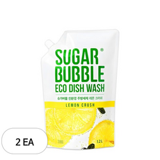 슈가버블 친환경 주방세제 레몬 크러쉬 리필, 2개, 1.2L