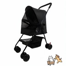 便攜寵物推車可折疊狗狗貓咪代步小型犬寵物推車一鍵折疊簡易出行, zs-騎士黑【小巧玲瓏】+升級置物籃, 1個