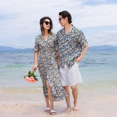 [44~77]신혼여행 커플룩 바캉스 원피스 휴양지 커플룩 허니문 커플룩 여성 여름 원피스 휴양지 커플룩 비치웨어 허니문룩 남자바캉스남방 여성휴양지룩원피스 커플 바캉스룩