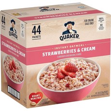 Quaker 인스턴트 오트밀 딸기 크림 29.8g1.05온스 44개 팩 240407, 29.8g