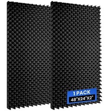 1팩 어쿠스틱 폼 패널 121.9 x 61.9 x 5.1cm(48 x 24 x 2인치) 에그 크레이트 방음 폼 고밀도 노이즈 캔슬링 방음 벽 패널 스튜디오 사무실 게임룸용, 1 Pack