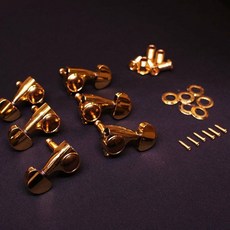 金色油壓弦鈕 90度 (一組六顆) 吉他貝斯弦鈕配件, 1個, 金色