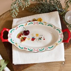 모던하우스 메리티파티 스칼럽 양손핸들 타원 그라탕볼 레드 L25 453042