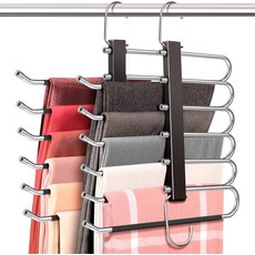 휴템 공간 절약 6단 팬티 행거 미끄럼 방지 스테인리스 스틸 2팩 블랙, 2 Pack, Black