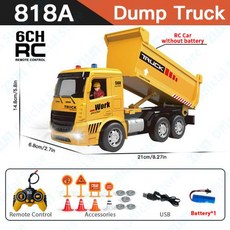 취향저격마켓 원격 조종 굴착기 및 덤프트럭 모델카 장난감 전문 시뮬레이션 건설 차량 어린이를 위한 최고의 선물, 1)Dump Truck