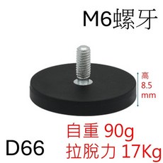 M6 強磁底座 1/4 英制 橡膠吸盤座 Insta GoPro 專用吸附支架, 1個, E. 外螺杆 M6 D66