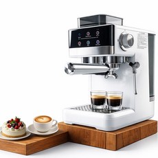 커피머신 에스프레소 커피머신 그라인더 내장 20단계 분쇄 우유 스팀 홈카페, CM5520, Latte White