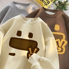 秋冬新款圓領衛衣情侶款加絨加厚百搭上衣