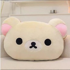 귀엽고 깜찍한 리락쿠마 대형 헤드쿠션 베개 대형 테디베어 봉제인형 여자아이 생일 선물, 40cm0.3kg, 화이트