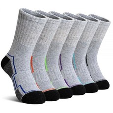 DoSmart 아동용 하이킹 워킹 양말 남아 여아 유아용 메리노 울 보온 흡수 쿠션 크루 양말 회색., 블랙/그레이