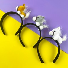 이벤트머리띠 말인형 파티소품 유아동물, 말인형머리띠-흰색