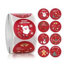 메리 크리스마스 스티커 2.5cm 1롤(500개), 혼합색상, 1개