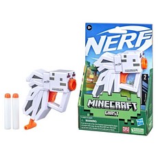 Nerf MicroShots 我的世界微縮jolt軟彈發射器兒童玩具，安全柔軟子彈，迷你便攜, 1個, 白色（惡魂）