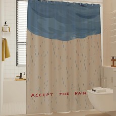 귀여운 샤워커튼 드로잉 욕실장식 파티션, 1개, 비 오는 날