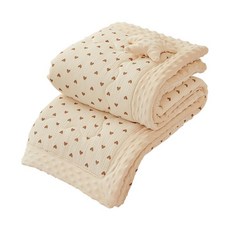 兒童泡泡絨被 萌萌兔, 棕色愛心,加厚120x150cm