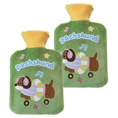 StarR 닥스훈트 스퀘어 보온 물주머니 그린 500ml, 2개