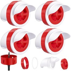 4피스 닭 모이통 폐기물 없음 DIY 중력 가금류 자동 급식기 구멍 톱 포함 긁힘 방지 및 쥐 방지 닭 새 칠면조 등을 위한 방수 사료 폐기물을 30% 감소레드, 4피스 닭 모이통, 폐기물 없음, DIY 중력 가금류