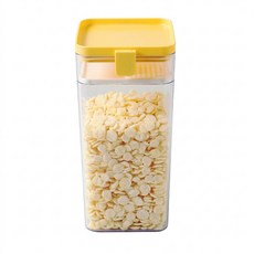 篩網隔層密封罐 保鮮儲物 廚房雜糧 乾糧 貓飼料, 1個, 黃色(大)1600ml