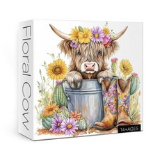 해외 BBOLDIN 성인용 강아지 독특한 퍼즐 1000피스 아트 직소 가을 락 스톤 미국매장정품+ 1729075, Floral Cow.