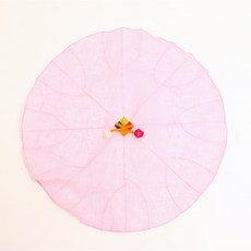 봉봉러브 전통 모시 나뭇잎 원형 밥상보, 연분홍, 1개