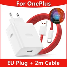 OnePlus 9 10 Nord CE Lite N300 OPPO Realme GT NEO 타입 80W 초고속 USB 충전기 및 워프 케이블, 02 EU Plug - 2m Cable