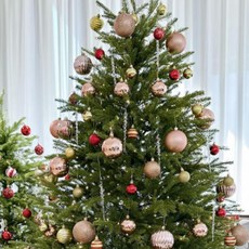 크리스마스 골드 소품 장식 트리 오너먼트 데코 세트, 핑크골드24p