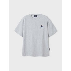 WHO.A.U 短袖 短踢 25新款 刺繡小熊 短袖上衣 T恤 正韓 情侶款, 淺灰色-M（現貨）