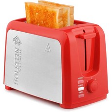 홀스타인 하우스웨어스 2조각 토스터기 7단계 브라우닝 조절 가능 빨강/스테인리스 스틸 빵 베이글 와플 토스하기에 적합