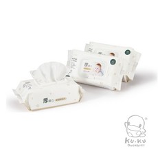 酷咕鴨 KUKU PLUS EDI超純水嬰兒手口厚濕巾【台灣製】3入, 1個, 80抽