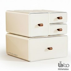 리틀라보 공간절약 책상 정리함 데스크 오거나이저 사무실 수납함 모듈 서랍, 1세트, 아이보리 4종