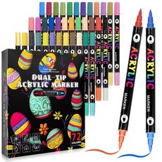 HB CULTURE 아크릴 페인트 듀얼팁 듀얼컬러 마카펜 세트, 1세트, 72색