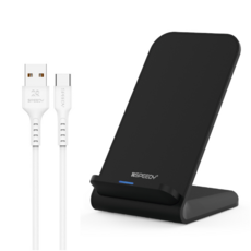 스피디 15W 고속 무선충전 거치대, 블랙+케이블, 1개