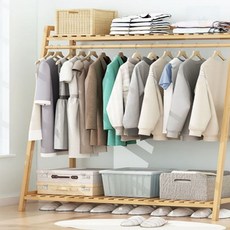 연은마트 대나무 우드 옷스탠드 행거선반, 기본형 100