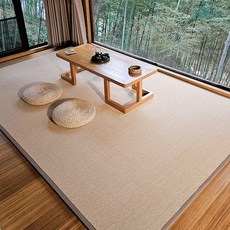 제로진 다다미매트 대나무 돗자리 사계절 다다미러그, 1.5cm - 천연 나무색