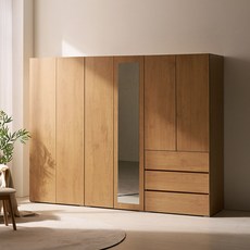 [초특가] 보루네오 오브제 LPM 키큰장_푸시 2400 거울 옷장세트, 아카시아