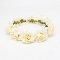 신부 화관 브라이덜샤워 웨딩 여자 꽃 입고 화환 들러리 머리 머리띠 헤어 장식 장미 실크 셀프웨딩 밴드, Beige