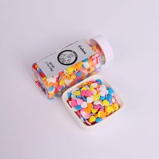 COKOC Rainbow Jimmies 스프링클 소프트 지미 부드러운 식용 무지개 스프링클 케이크 장식 아이스크림 장식 크리스마스 파티용 89.9g(3.1온스), 레인보우 하트