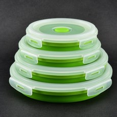 野峰戶外 居家 食品級矽膠摺疊碗 多尺寸選擇 節省空間 不含雙酚A, 綠色, 1個