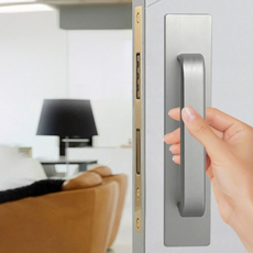 마벨인홈 무타공 도어 핸들 강력 접착 방문 미닫이 핸들 손잡이 2개, 실버