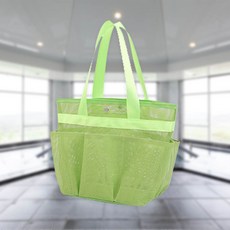 수티풀 수영 메쉬 포켓 사우나 목욕가방 목욕바구니, 연그린