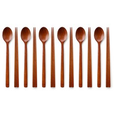 디온 대추나무 천연옻칠 한식 혼밥 캠핑 우드 수저 세트, 6세트, 숟가락1개+젓가락1쌍 6세트, 숟가락1개+젓가락1쌍
