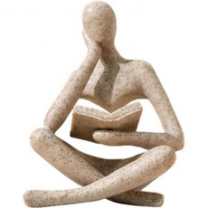 책장 장식 사상가 동상 - 추상 미술 읽기 조각상 피규어 미학 거실용 모던 홈 데코 사무실 선반 커피 테이블 책상 (베이지), 베이지, 베이지