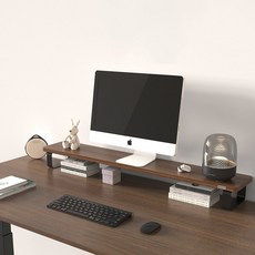 롱코 듀얼 모니터받침대 모니터선반 1200 23T, 월넛