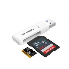 로랜텍 USB 3.0 블랙박스 SD카드 멀티 카드 리더기, 화이트, 1개