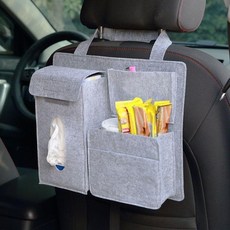 汽車收納袋 座椅掛袋 椅背置物袋 車後座垃圾袋 車載收納袋 後排掛袋, 淺灰色, 1個