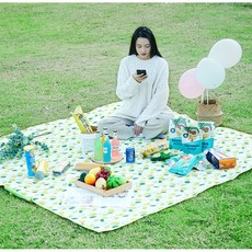 mamabao 防水野餐墊 牛津布野餐墊 海邊沙灘墊 遊戲墊 露營防水墊, 野餐墊-150*200藍白格