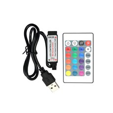 Usb 5050 電視 Rgb Led 燈條，帶電視背光裝飾，24 鍵遙控器，5V, 1個, 15M 紅外控制