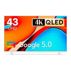 [26년 7월 신제품] 1등급 아바 109cm (43인치) 구글5.0 스마트 QLED TV 4K UHD 화이트에디션, 고객직접설치, 스탠드형, 43인치/화이트, 109cm(43인치)